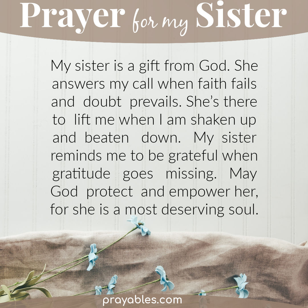 Modlitba za vaši sestru